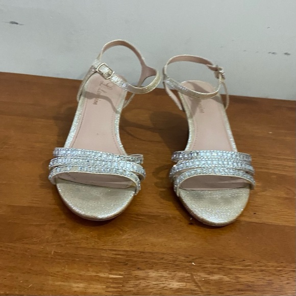 Lorraine Gold Leather with Rhinestone High Heel Sandals- Size 7.5M - Picture 5 of 8